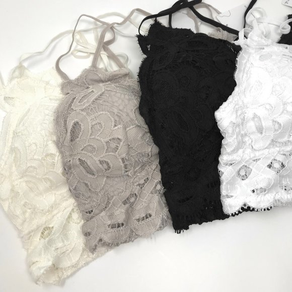 Black Crochet Lace Long Line Bralette - Picture 12 of 12